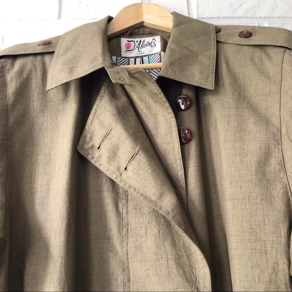 Vintage neutral taupe full length trench coat L - Picture 7 of 14